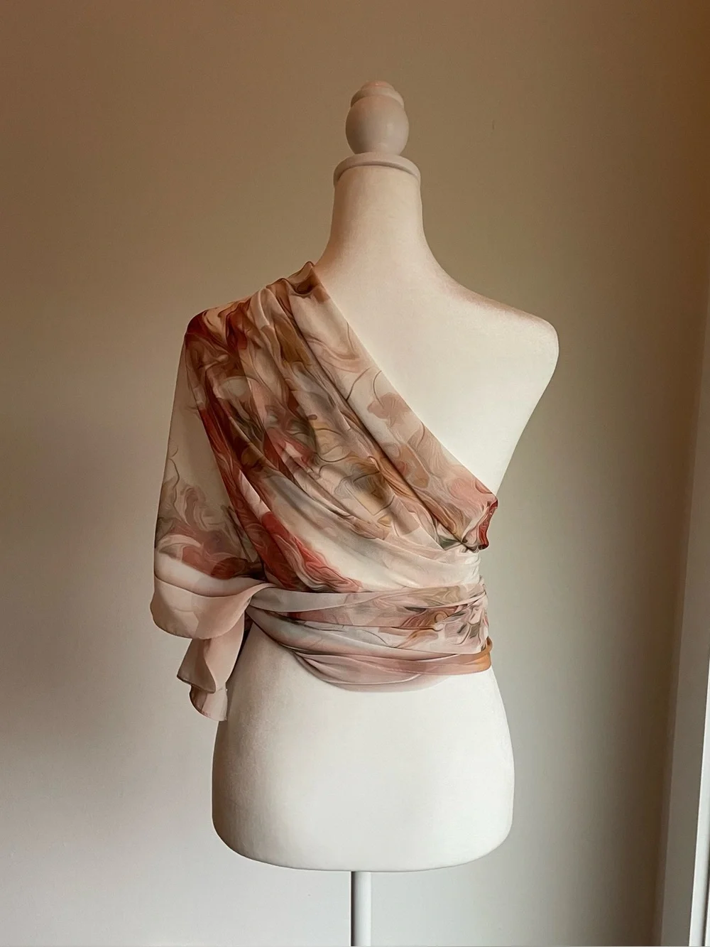 Milenda Abstract Floral Silky Oblong Scarf Wrap Retro Cottage Glamour 76